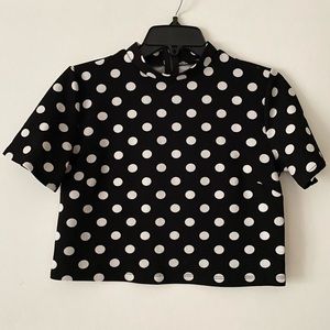 Forever 21 Black and White Polka Dot Crop Top